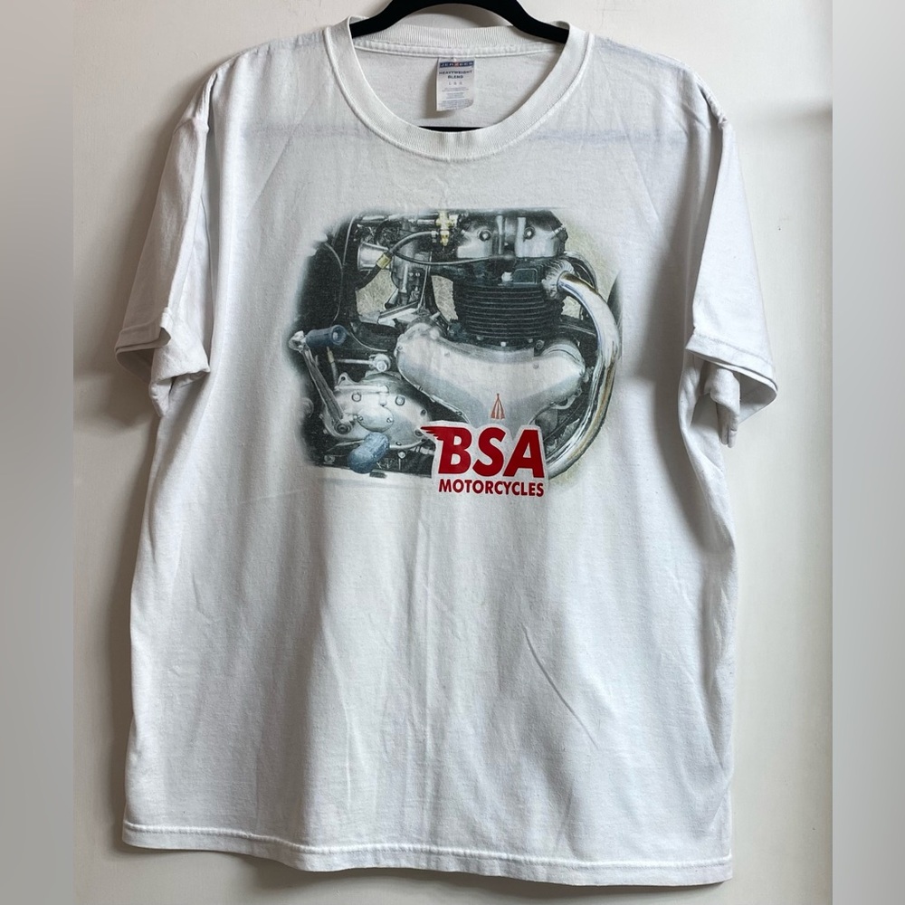 Y2K rare Vintage BSA motorcycles men’s T-Shirt white size L.